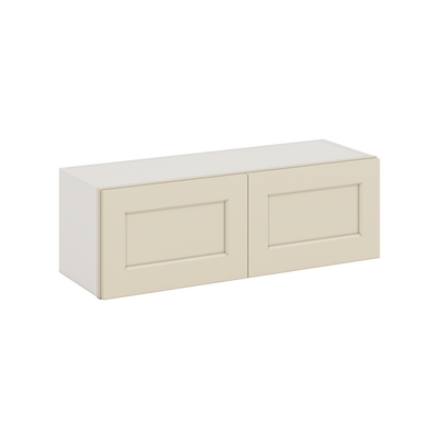 36" Wide by 12" Deep Bridge Manhattan Cream Shaker 1-1/4"Overlay Wall Cabinet - Double Door 12", 15", 18", 21", 24" Tall