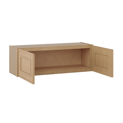 36" Wide Double Door 12", 15", 18", 21" & 24" Tall & 12" Deep Elegant Oak Craftsman Shaker Wall Cabinet