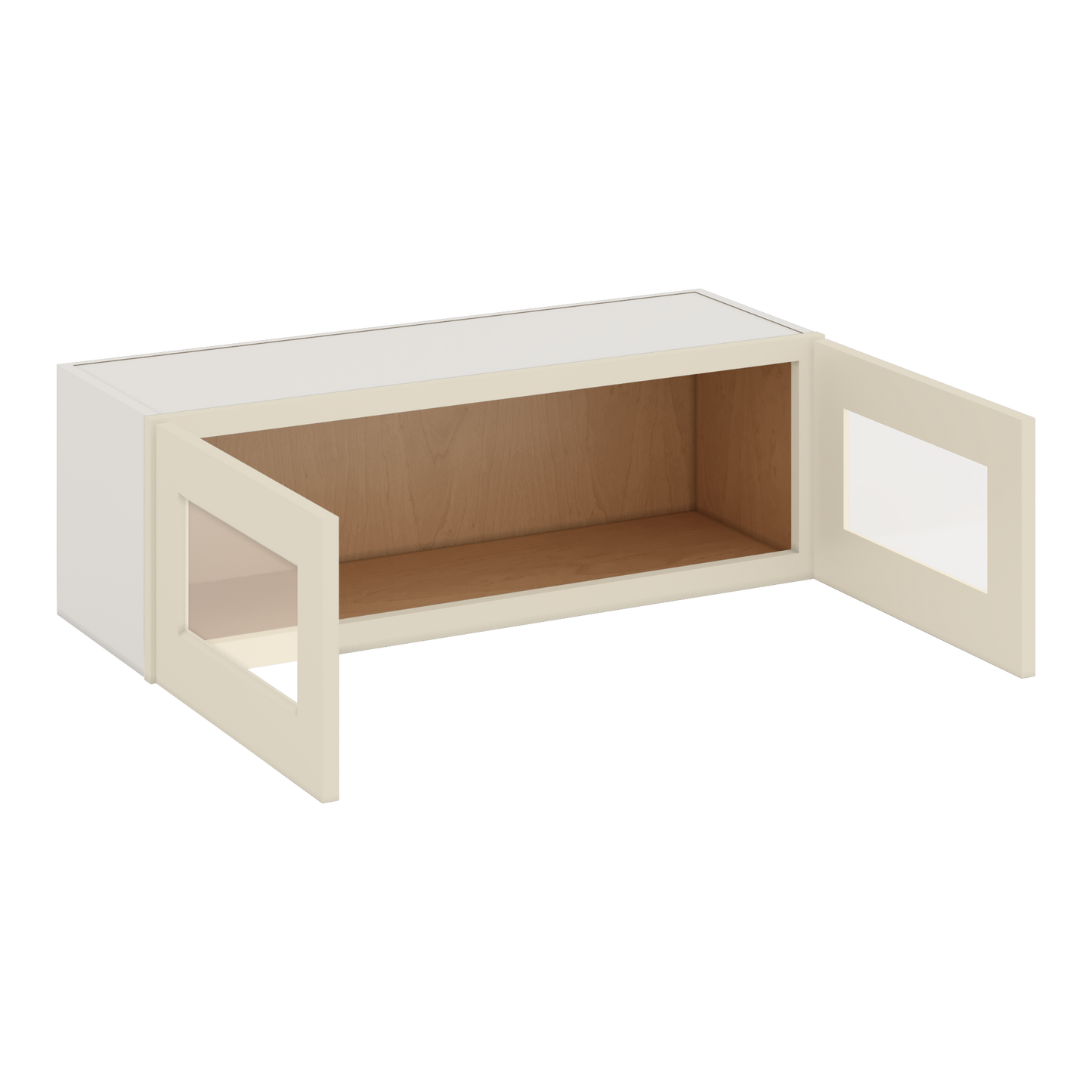 36" Wide by 12" Deep Bridge Manhattan Cream Shaker 1-1/4"Overlay Glass Ready Wall Cabinet - Double Door 12", 15", 18", 21", 24" Tall
