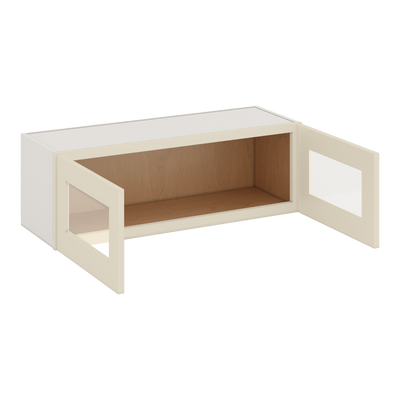 36" Wide by 12" Deep Bridge Manhattan Cream Shaker 1-1/4"Overlay Glass Ready Wall Cabinet - Double Door 12", 15", 18", 21", 24" Tall
