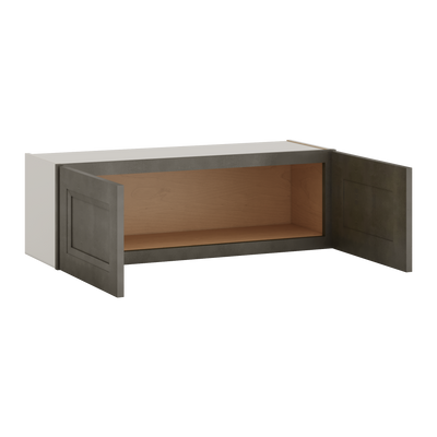 36" Wide by 12" Deep Bridge Huntington Cinder Double Shaker Wall Cabinet - Double Door 12", 15", 18", 21", 24" Tall