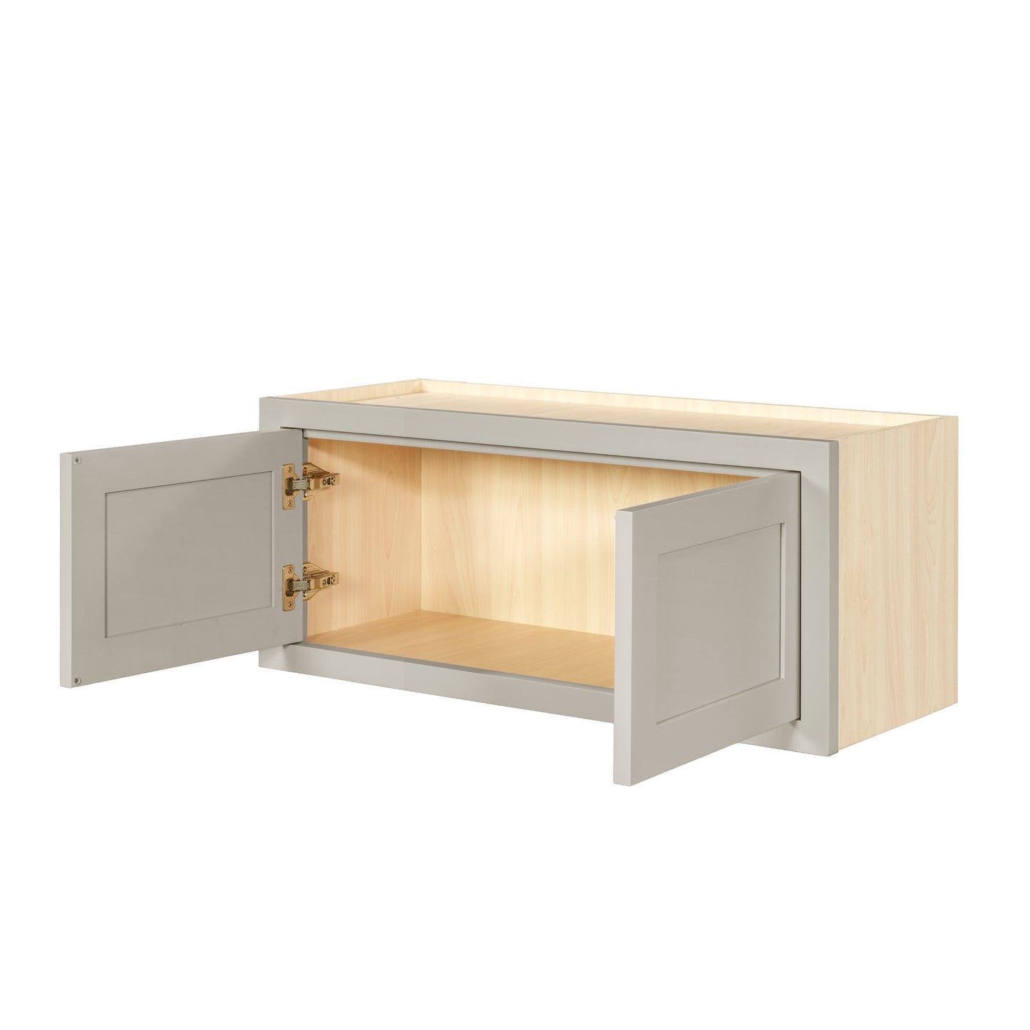 36" Wide Bridge Tuscan Gray Inset Shaker Wall Cabinet - Double Door 12", 15", 18", 21" & 24" Tall