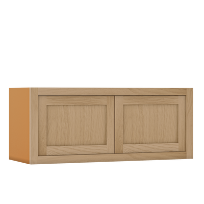 36" Wide Bridge White Oak Inset Shaker Wall Cabinet - Double Door 12", 15", 18", 21" & 24" Tall