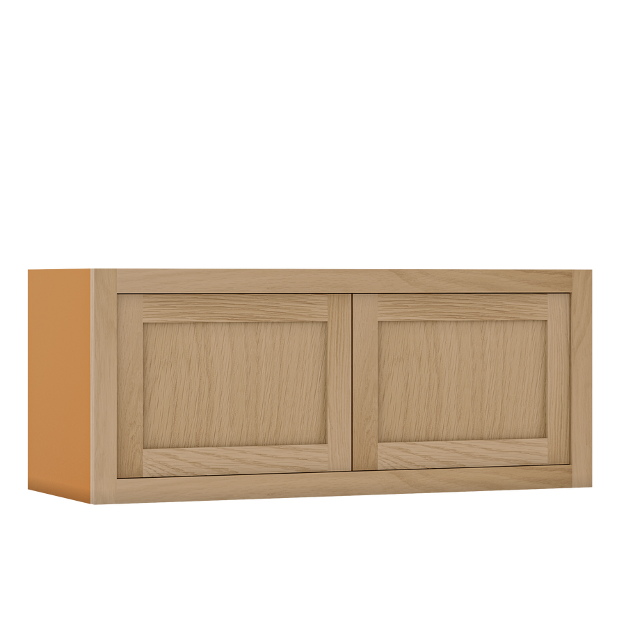 36" Wide Bridge White Oak Inset Shaker Wall Cabinet - Double Door 12", 15", 18", 21" & 24" Tall