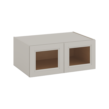 36" Wide 24" Deep Upper 27LGDS Laguna Gray Double Shaker Glass Ready Wall Cabinet - Double Door 12", 15", 18", 21", 24"
