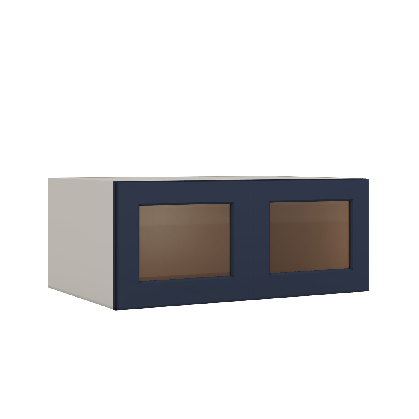 36" Wide 24" Deep Upper NB29 Naval Blue Shaker 1-1/4" Overlay Glass Ready Wall Cabinet - Double Door 12", 15", 18", 21", 24"