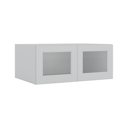 36" Wide 24" Deep Upper 2WS White Shaker 1-1/4" Overlay Glass Ready Wall Cabinet - Double Door 12", 15", 18", 21", 24"