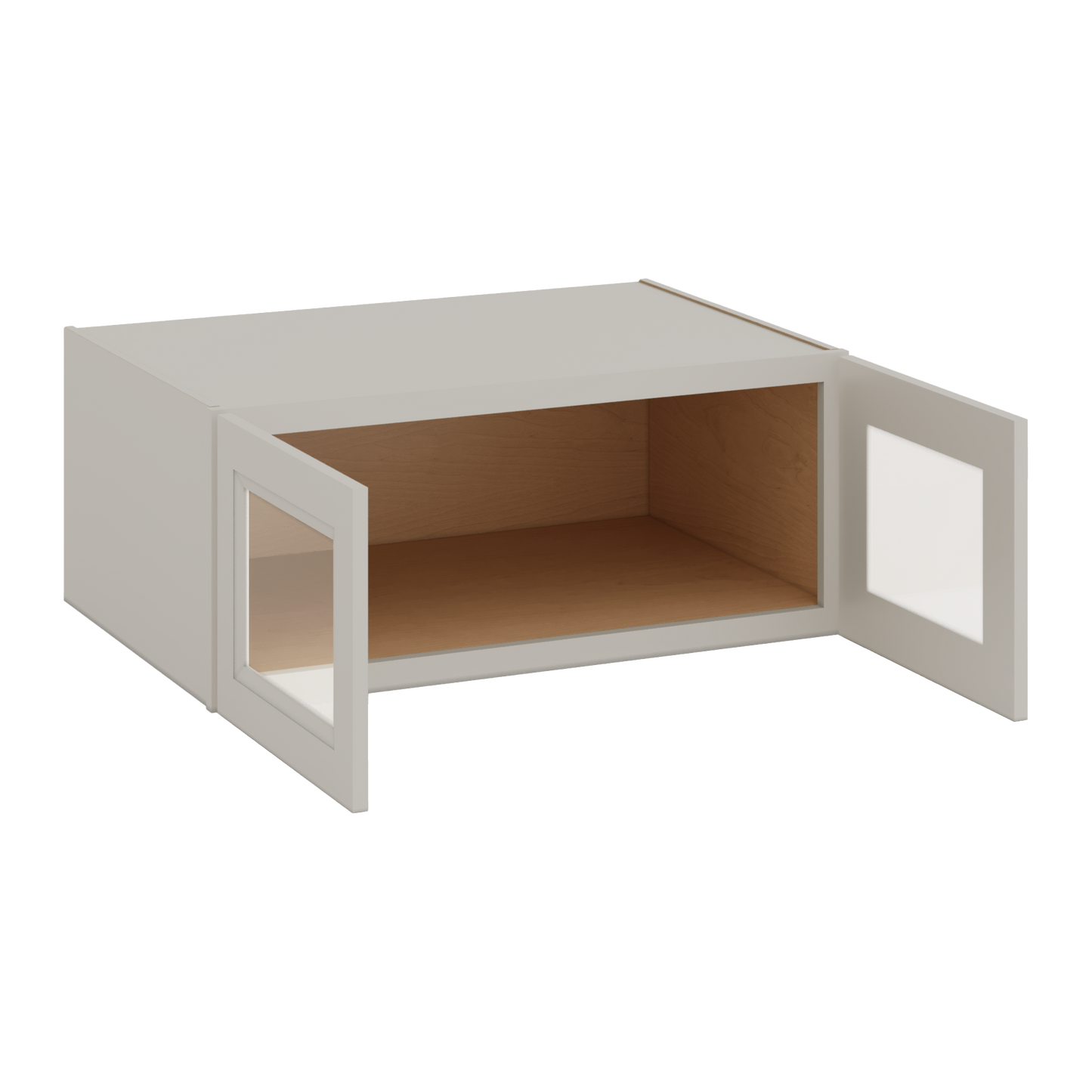 36" Wide 24" Deep Upper 27LGDS Laguna Gray Double Shaker Glass Ready Wall Cabinet - Double Door 12", 15", 18", 21", 24"