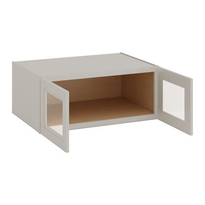 36" Wide 24" Deep Upper 27LGDS Laguna Gray Double Shaker Glass Ready Wall Cabinet - Double Door 12", 15", 18", 21", 24"
