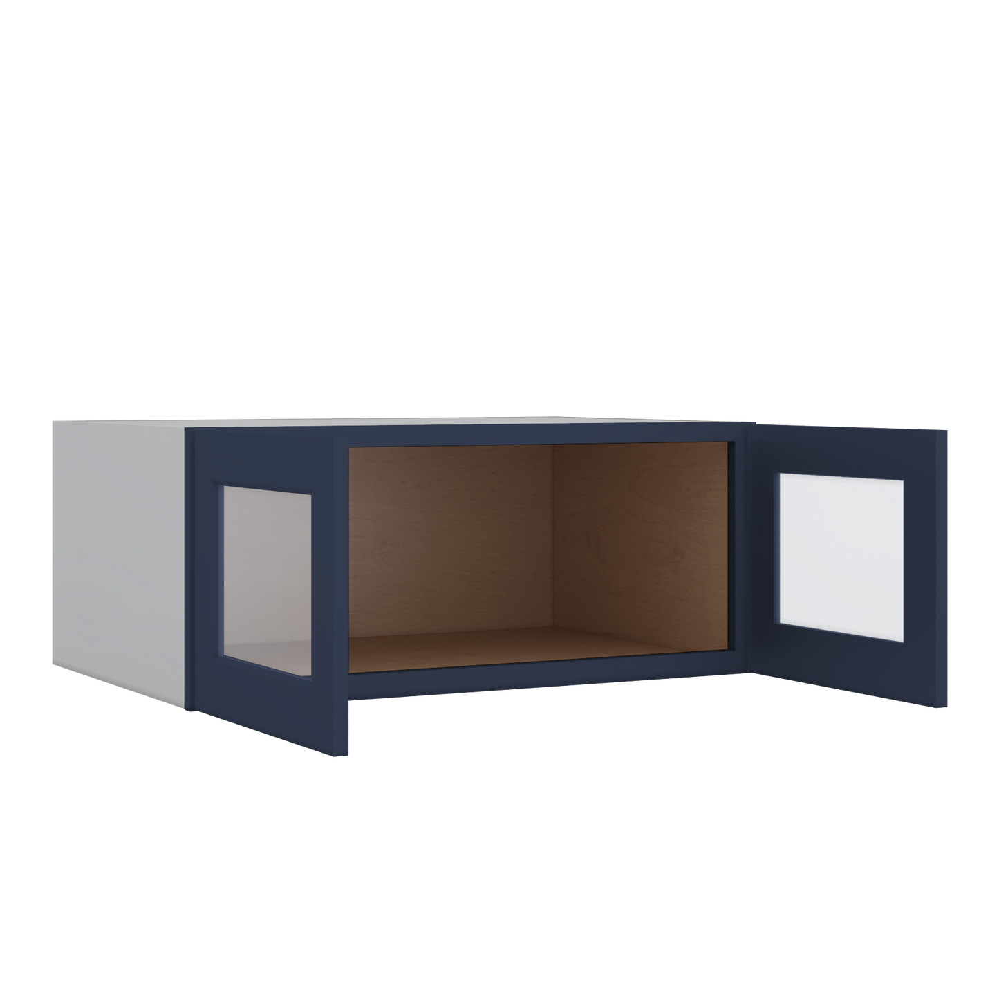 36" Wide 24" Deep Upper NB29 Naval Blue Shaker 1-1/4" Overlay Glass Ready Wall Cabinet - Double Door 12", 15", 18", 21", 24"