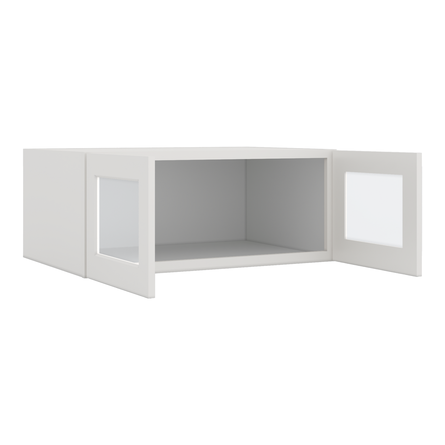 36" Wide 24" Deep Upper 2WS White Shaker 1-1/4" Overlay Glass Ready Wall Cabinet - Double Door 12", 15", 18", 21", 24"