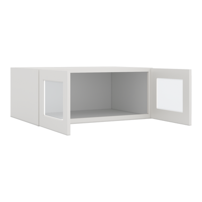 36" Wide 24" Deep Upper 2WS White Shaker 1-1/4" Overlay Glass Ready Wall Cabinet - Double Door 12", 15", 18", 21", 24"