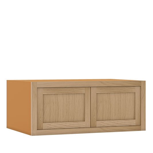 36" Wide Bridge White Oak Inset Shaker Wall Cabinet - Double Door 12", 15", 18", 21" & 24" Tall