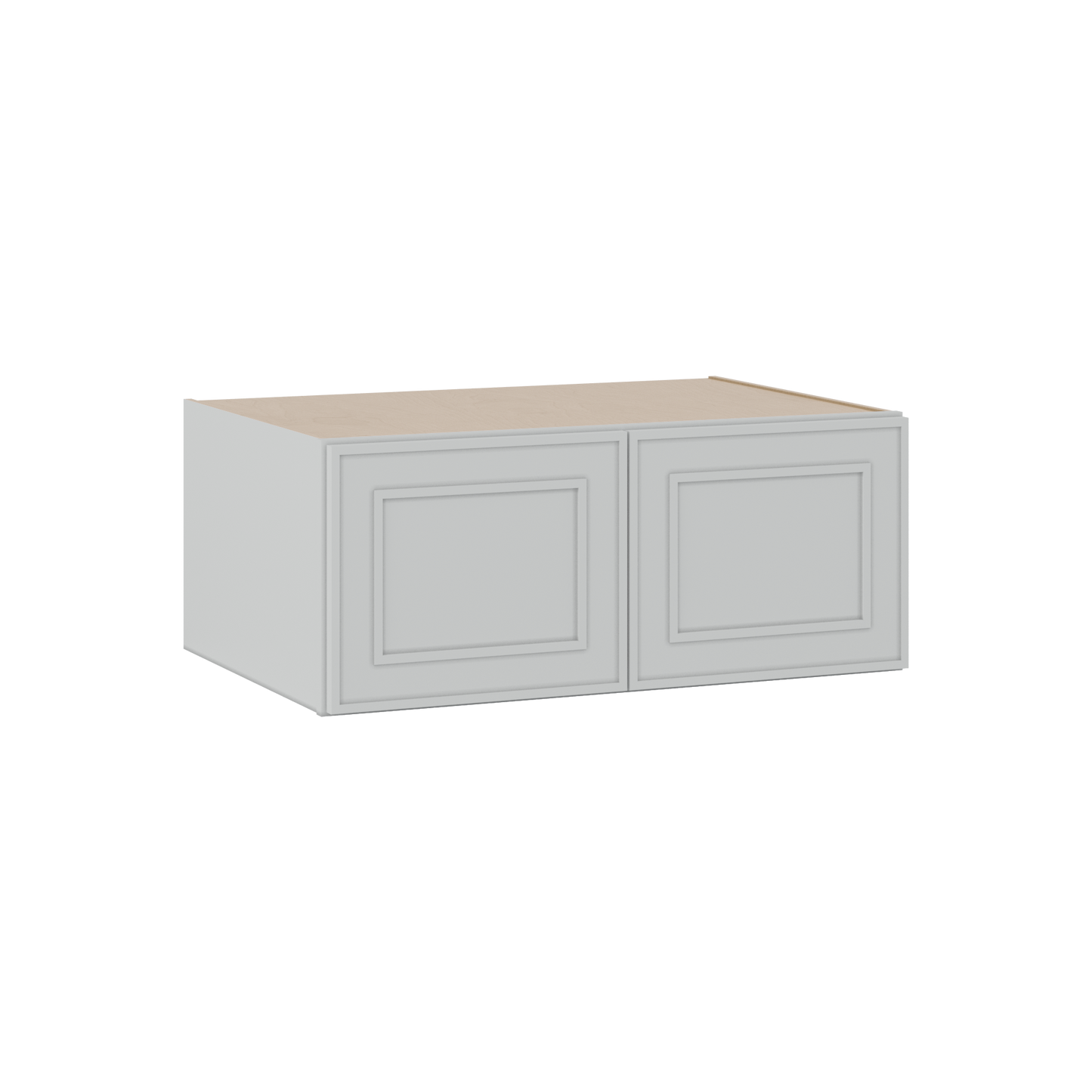 30" Wide Double Door 12", 15", 18", 21"& 24" Tall Bridge White Elegant Oak Shaker Wall Cabinet
