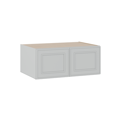 30" Wide Double Door 12", 15", 18", 21"& 24" Tall Bridge White Elegant Oak Shaker Wall Cabinet