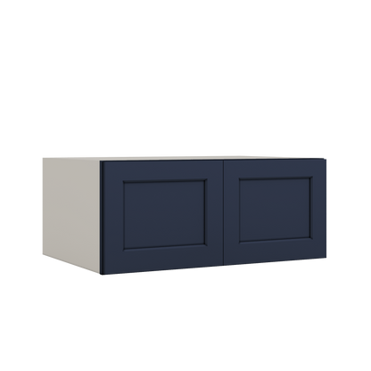 36" Wide 24" Deep Upper NB29 Naval Blue Shaker 1-1/4" Overlay Wall Cabinet - Double Door 12", 15", 18", 21", 24"