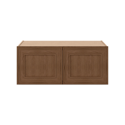 36" Wide 24" Deep 12", 15", 18", 21" & 24" Tall Mocha Elegant Oak Shaker Refrigerator Wall Cabinet