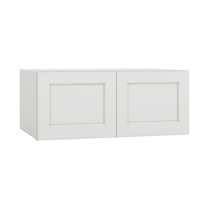 36" Wide 24" Deep Upper ICE White Shaker 1-1/4" Overlay Wall Cabinet - Double Door 12", 15", 18", 21", 24" CWS/CWB