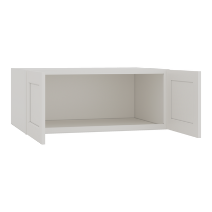 36" Wide 24" Deep Upper ICE White Shaker 1-1/4" Overlay Wall Cabinet - Double Door 12", 15", 18", 21", 24" CWS/CWB