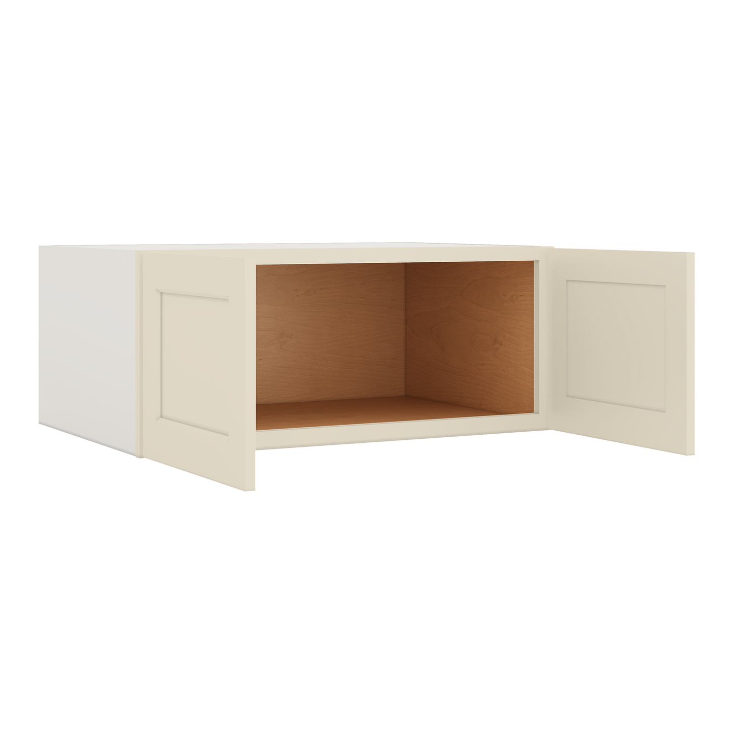 36" Wide 24" Deep Upper Manhattan Cream Shaker 1-1/4" Overlay Wall Cabinet - Double Door 12", 15", 18", 21", 24"
