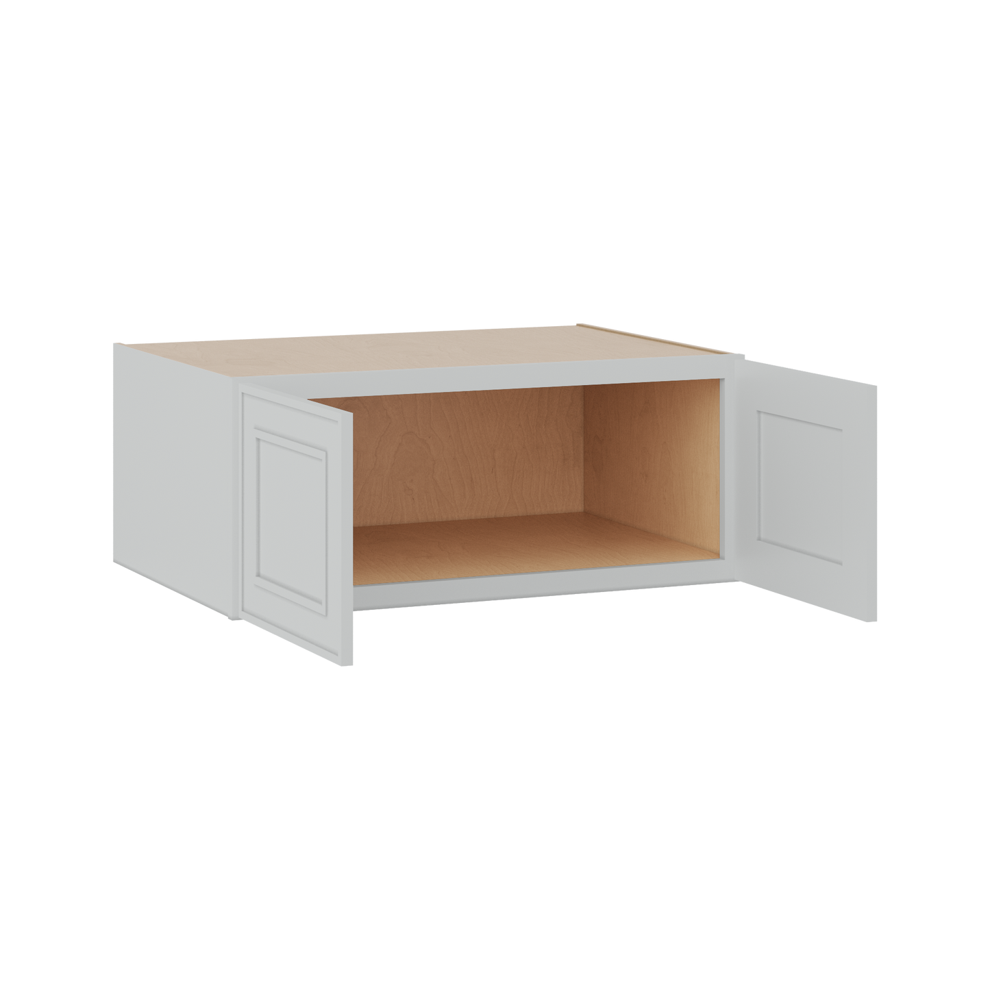 30" Wide Double Door 12", 15", 18", 21"& 24" Tall Bridge White Elegant Oak Shaker Wall Cabinet