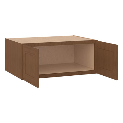 36" Wide 24" Deep 12", 15", 18", 21" & 24" Tall Mocha Elegant Oak Shaker Refrigerator Wall Cabinet