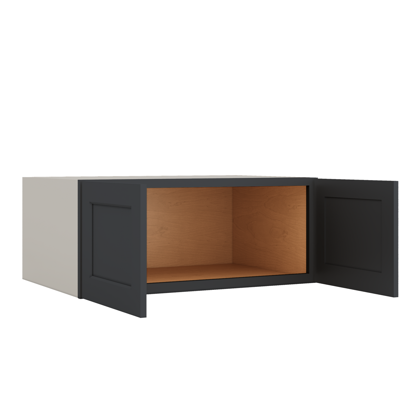 36" Wide 24" Deep Upper 15HNS Hermosa Noir Black Shaker 1-1/4" Overlay Wall Cabinet - Double Door 12", 15", 18", 21", 24"