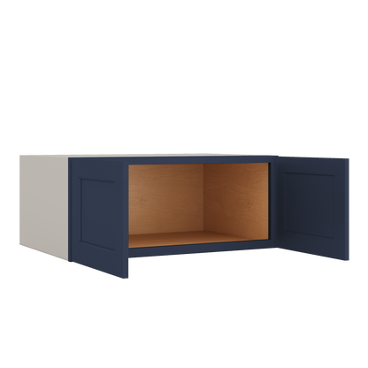 36" Wide 24" Deep Upper NB29 Naval Blue Shaker 1-1/4" Overlay Wall Cabinet - Double Door 12", 15", 18", 21", 24"
