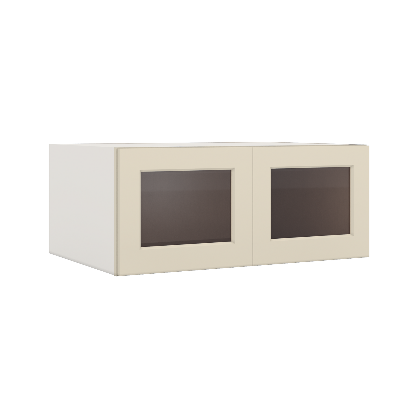 36" Wide 24" Deep Upper Manhattan Cream Shaker 1-1/4" Overlay Glass Ready Wall Cabinet - Double Door 12", 15", 18", 21", 24"