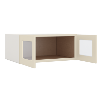 36" Wide 24" Deep Upper Manhattan Cream Shaker 1-1/4" Overlay Glass Ready Wall Cabinet - Double Door 12", 15", 18", 21", 24"