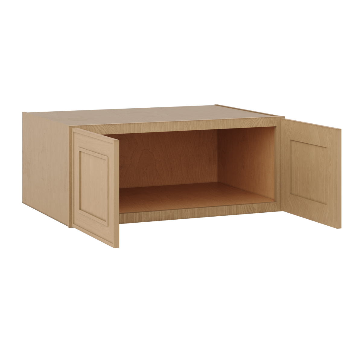 Natural oak elegant craftsman shaker refrigerator panel 12"–36" rta kitchen cabinet – installed kitchen view