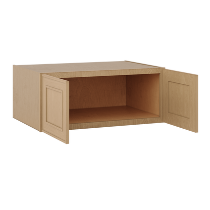 Natural oak elegant craftsman shaker refrigerator panel 12"–36" rta kitchen cabinet – installed kitchen view