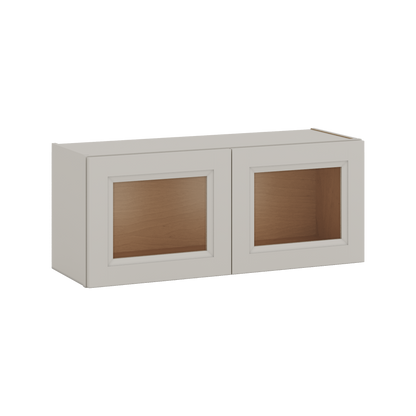 36" Wide by 12" Deep Bridge 27LGDS Laguna Gray Double Shaker Glass Ready Wall Cabinet - Double Door 12", 15", 18", 21", 24" Tall