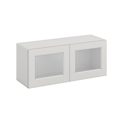 36" Wide by 12" Deep Bridge 2WS White Shaker 1-1/4"Overlay Glass Ready Wall Cabinet - Double Door 12", 15", 18", 21", 24" Tall