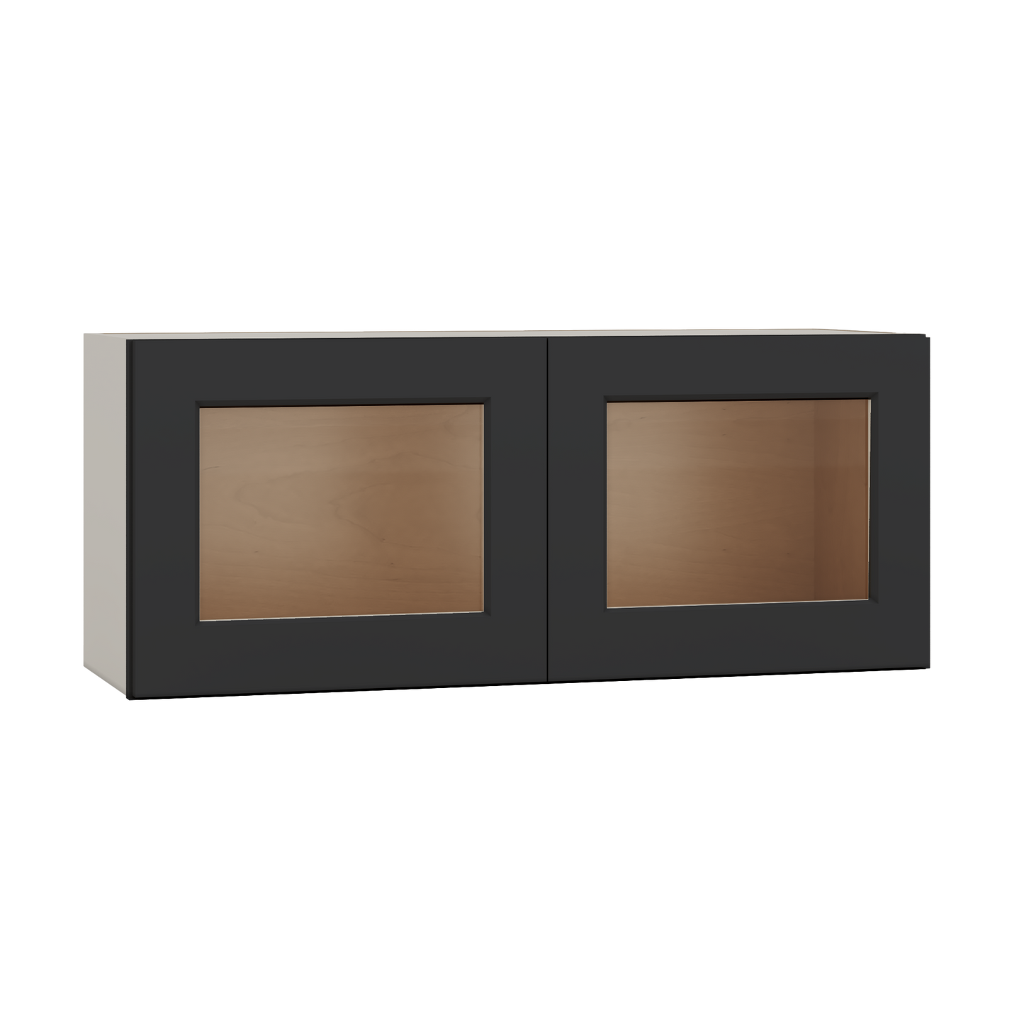 15" Tall 15HNS Hermosa Noir Black Shaker Stackable Glass Ready Wall Cabinet - Double Door 24", 27", 30", 33" & 36" Wide