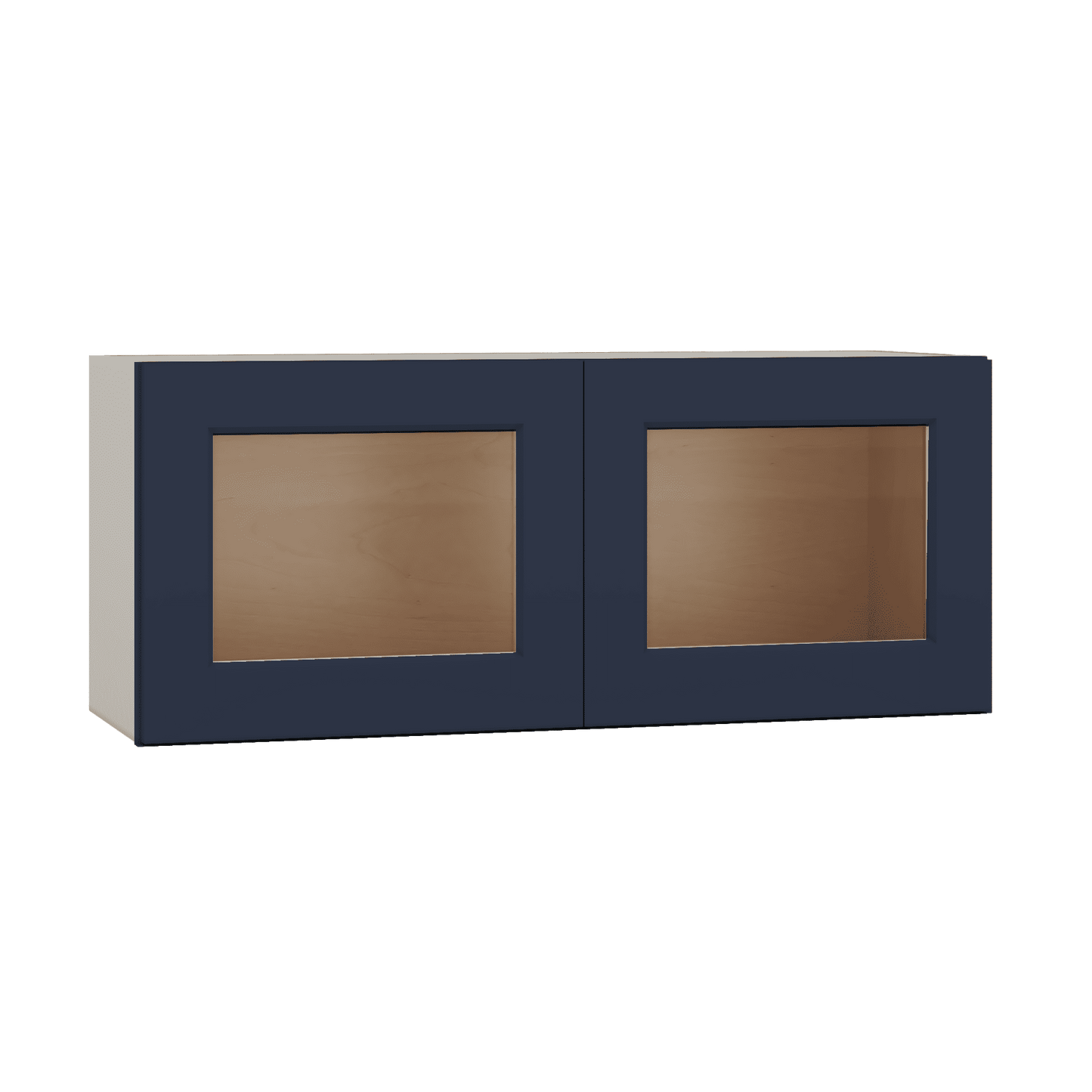 15" Tall NB29- Naval Blue Shaker Stackable Glass Ready Wall Cabinet - Double Door 24", 27", 30", 33" & 36" Wide