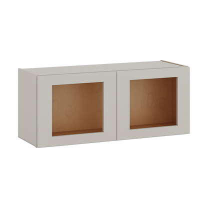 15" Tall 27LGDS Laguna Gray Double Shaker Stackable Glass Ready Wall Cabinet - Double Door 24", 27", 30", 33" & 36" Wide