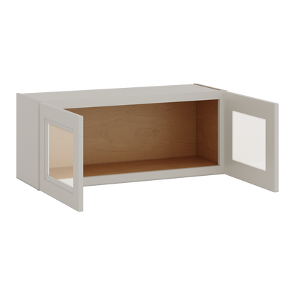36" Wide by 12" Deep Bridge 27LGDS Laguna Gray Double Shaker Glass Ready Wall Cabinet - Double Door 12", 15", 18", 21", 24" Tall