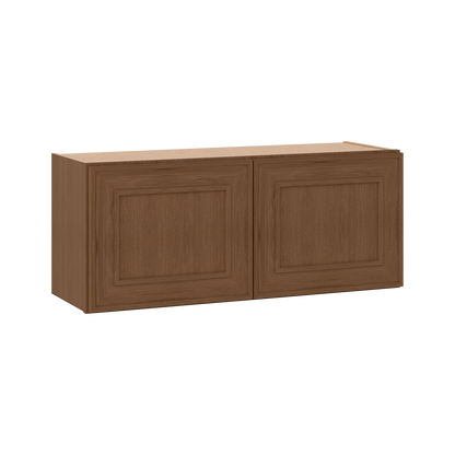 36" Wide Double Door 12", 15", 18", 21" & 24" Tall & 12" Deep Elegant Craftsman Mocha Shaker Wall Cabinet
