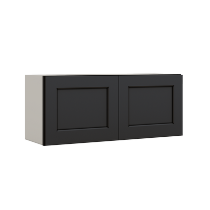 15" Tall 15HNS Hermosa Noir Black Shaker Stackable Cabinet - Double Door 24", 27", 30", 33" & 36" Wide