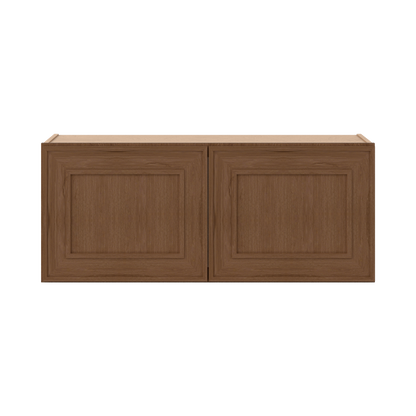 36" Wide Double Door 12", 15", 18", 21" & 24" Tall & 12" Deep Elegant Craftsman Mocha Shaker Wall Cabinet