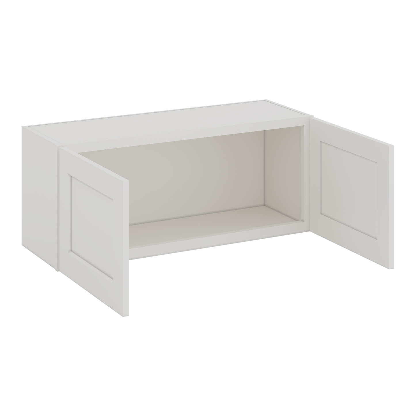36" Wide by 12" Deep Bridge 2WS White Shaker 1-1/4"Overlay Wall Cabinet - Double Door 12", 15", 18", 21", 24" Tall