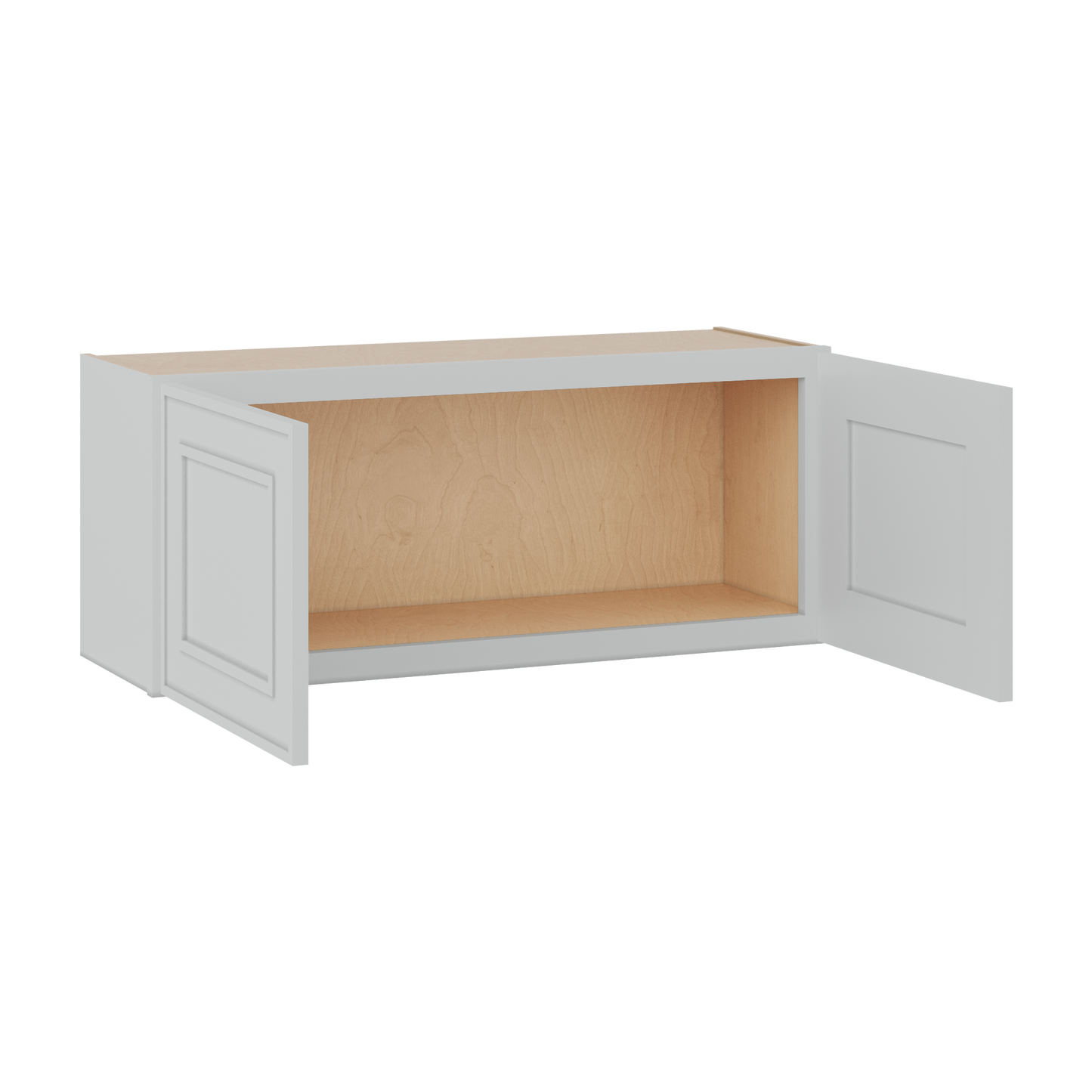 36" Wide Double Door 12", 15", 18", 21" & 24" Tall & 12" Deep White Elegant Oak Craftsman Shaker Wall Cabinet