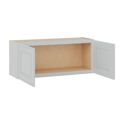 36" Wide Double Door 12", 15", 18", 21" & 24" Tall & 12" Deep White Elegant Oak Craftsman Shaker Wall Cabinet