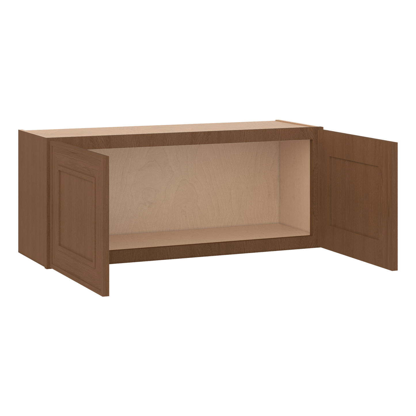 36" Wide Double Door 12", 15", 18", 21" & 24" Tall & 12" Deep Elegant Craftsman Mocha Shaker Wall Cabinet
