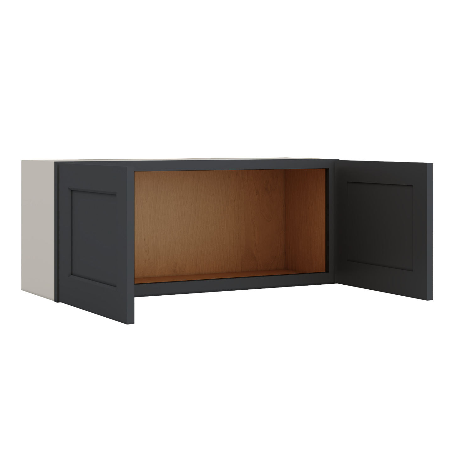 15" Tall 15HNS Hermosa Noir Black Shaker Stackable Cabinet - Double Door 24", 27", 30", 33" & 36" Wide
