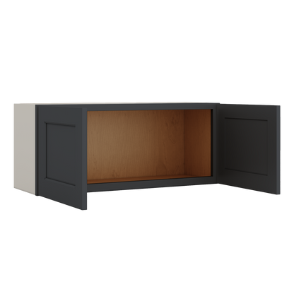 15" Tall 15HNS Hermosa Noir Black Shaker Stackable Cabinet - Double Door 24", 27", 30", 33" & 36" Wide