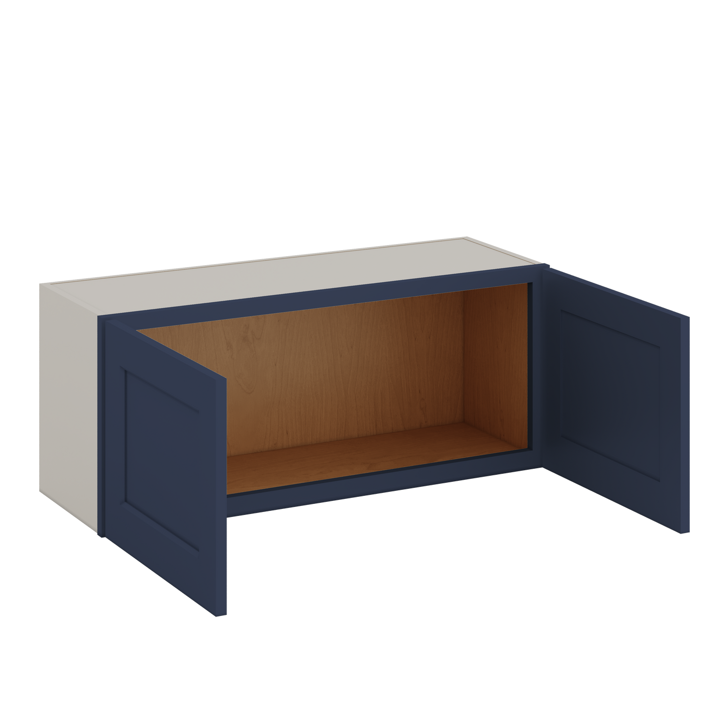 36" Wide by 12" Deep Bridge NB29 Naval Blue Shaker 1-1/4"Overlay Wall Cabinet - Double Door 12", 15", 18", 21", 24" Tall