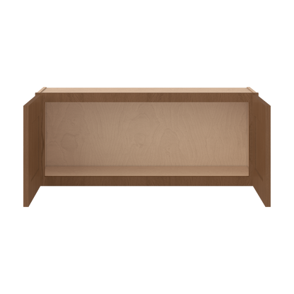 36" Wide Double Door 12", 15", 18", 21" & 24" Tall & 12" Deep Elegant Craftsman Mocha Shaker Wall Cabinet