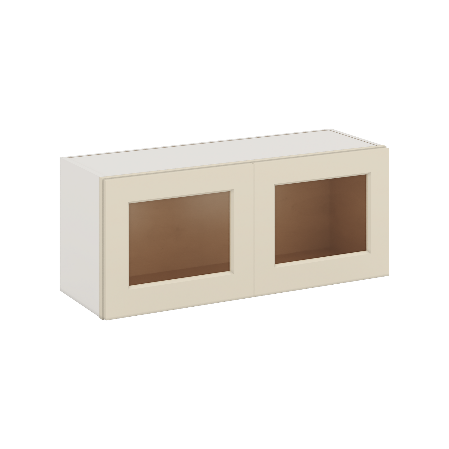 36" Wide by 12" Deep Bridge Manhattan Cream Shaker 1-1/4"Overlay Glass Ready Wall Cabinet - Double Door 12", 15", 18", 21", 24" Tall
